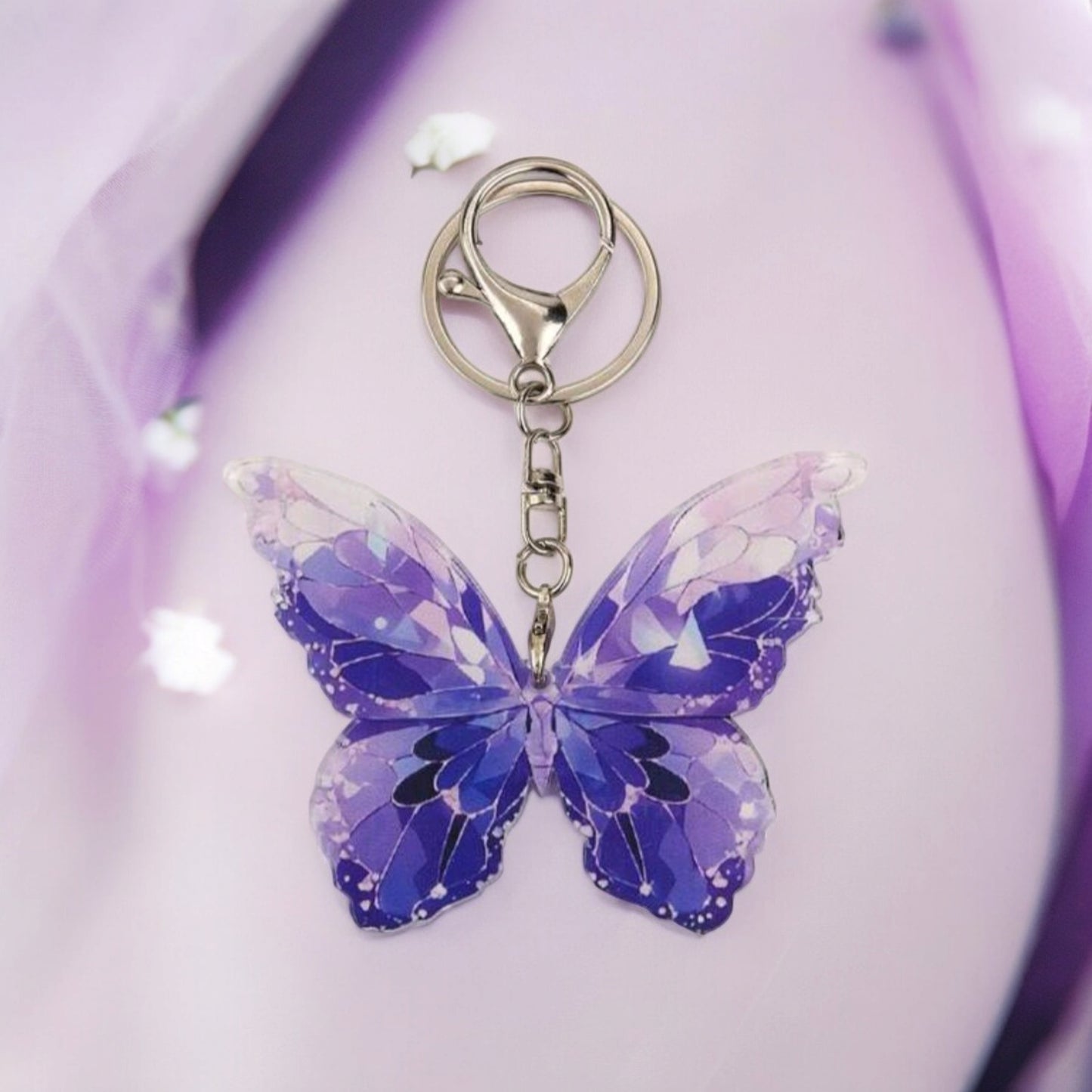 Porte-clé papillon violet