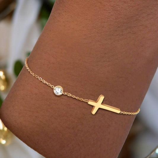 Bracelet croix et strass