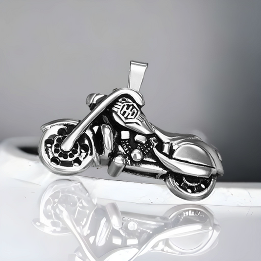 Pendentif gothique rock ou biker - Moto 🏍 "HD" en acier inoxydable